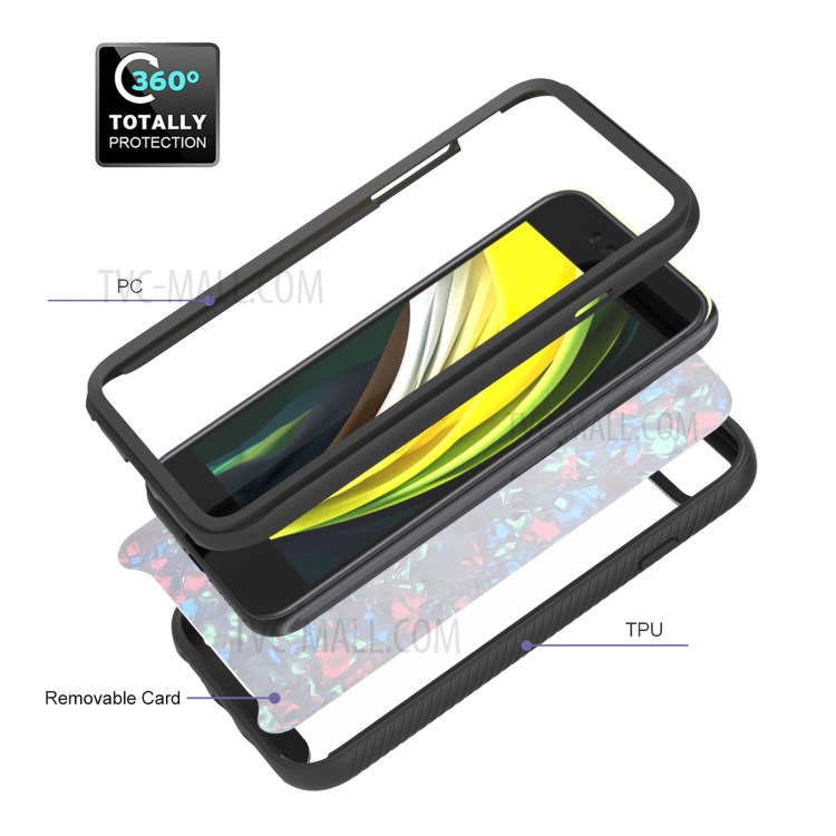Pattern Printing Card Case for iPhone SE (2nd Generation) / 7 / 8 /6s 4.7-inch PET + TPU + Acrylic Combo Shell - White-6