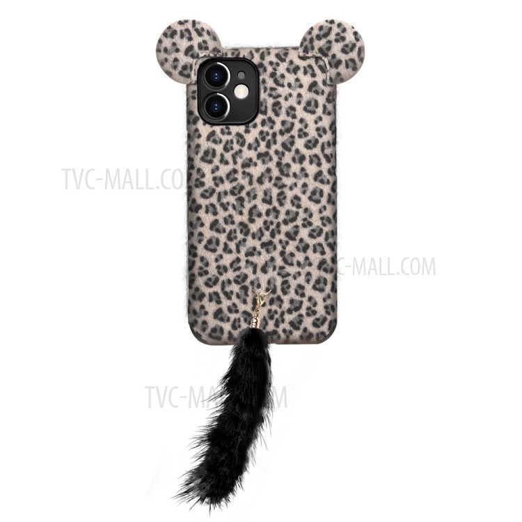 Qialino Stilvoller Leopard-Skin Plüsch-beschichteter TPU-Telefon-Titel-Fall Für IPhone 11 - Schwarz-4