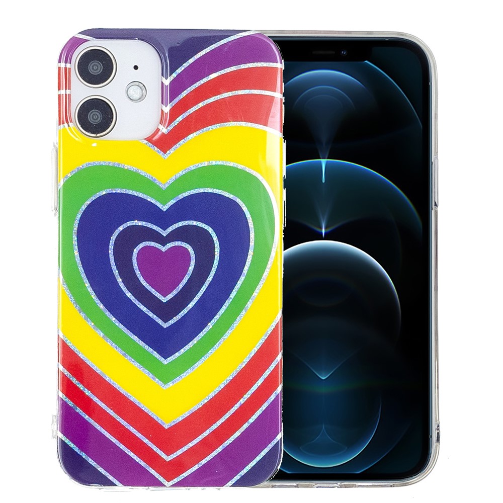 Marble Pattern Printing IMD Design TPU Mobile Phone Cover for iPhone 12 mini - Heart-2