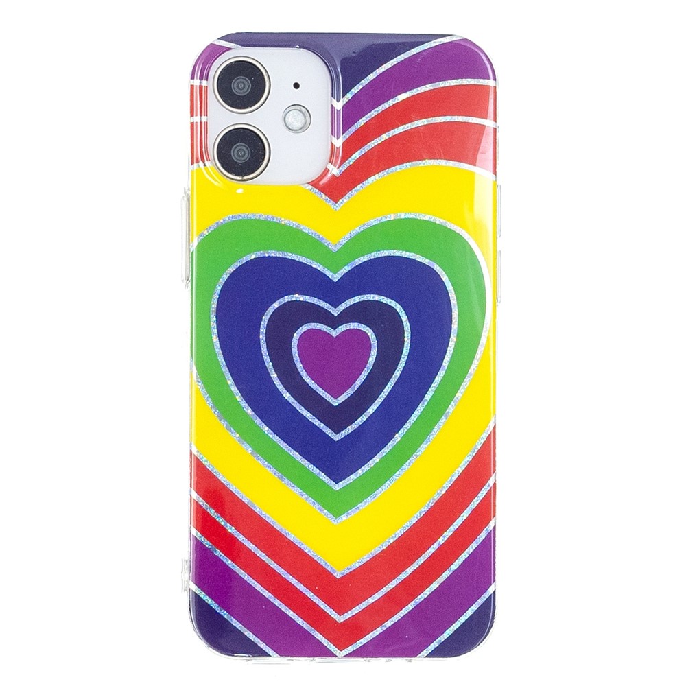 Marble Pattern Printing IMD Design TPU Mobile Phone Cover for iPhone 12 mini - Heart-3