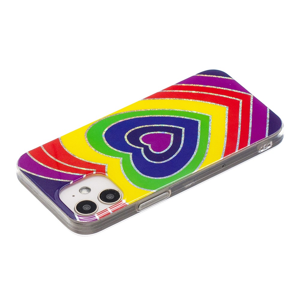 Marble Pattern Printing IMD Design TPU Mobile Phone Cover for iPhone 12 mini - Heart-4