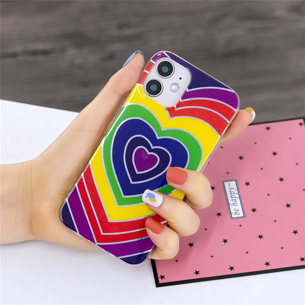 Marble Pattern Printing IMD Design TPU Mobile Phone Cover for iPhone 12 mini - Heart-5