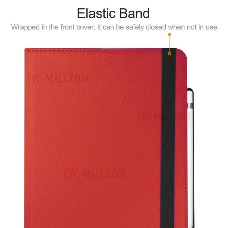 For iPad Air (2020) 360 Degree Rotary Litchi Texture Leather Tablet Stand Case with Pen Slot - Red-2