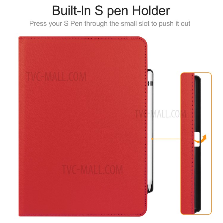 For iPad Air (2020) 360 Degree Rotary Litchi Texture Leather Tablet Stand Case with Pen Slot - Red-5