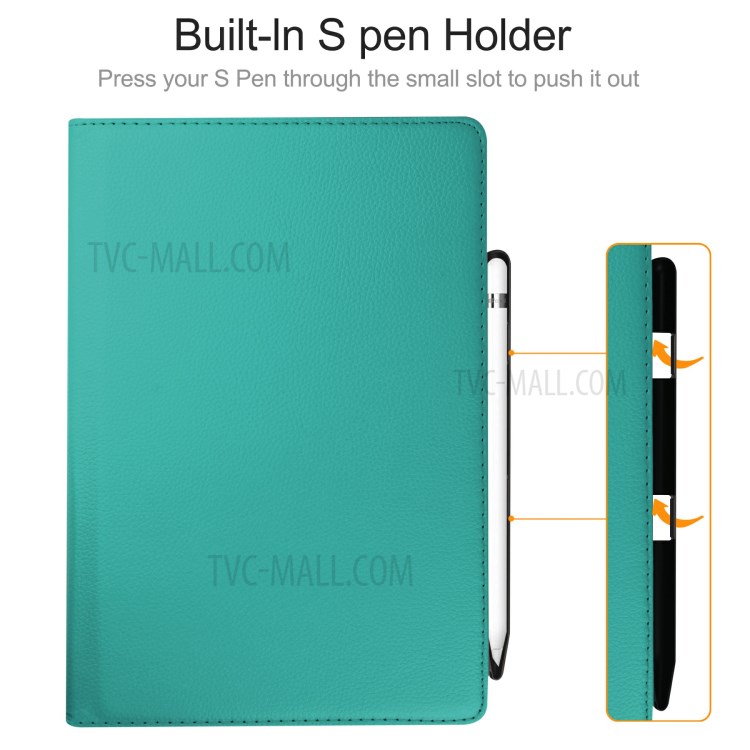 For iPad 10.2 (2019)/(2020) Litchi Texture 360 Degree Rotary Leather Tablet Stand Case + Pen Slot - Green-5