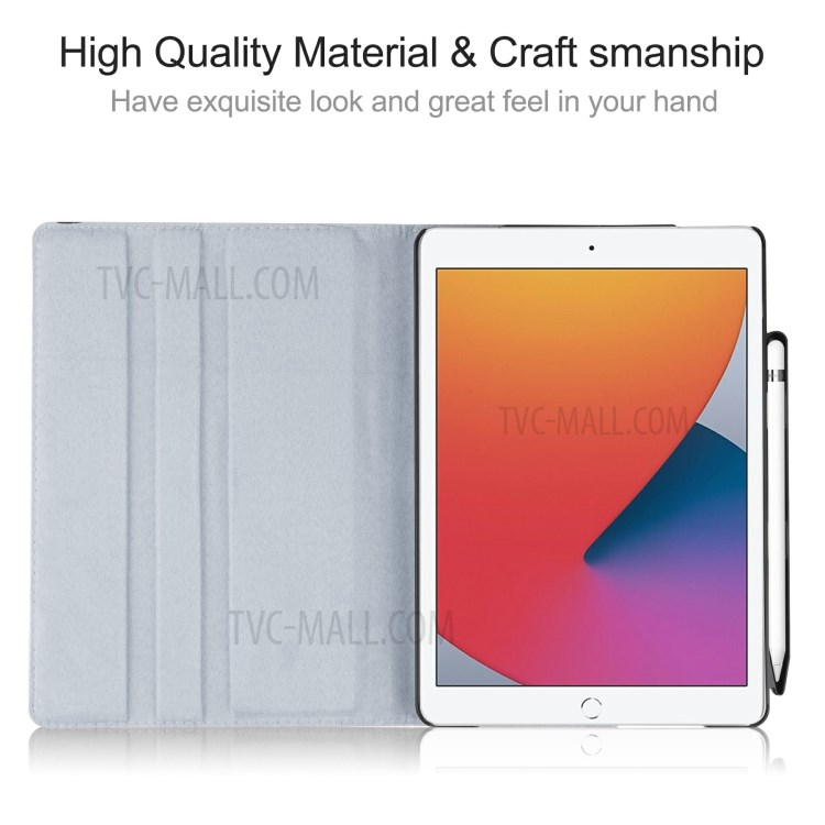 For iPad 10.2 (2019)/(2020) Litchi Texture 360 Degree Rotary Leather Tablet Stand Case + Pen Slot - Green-7