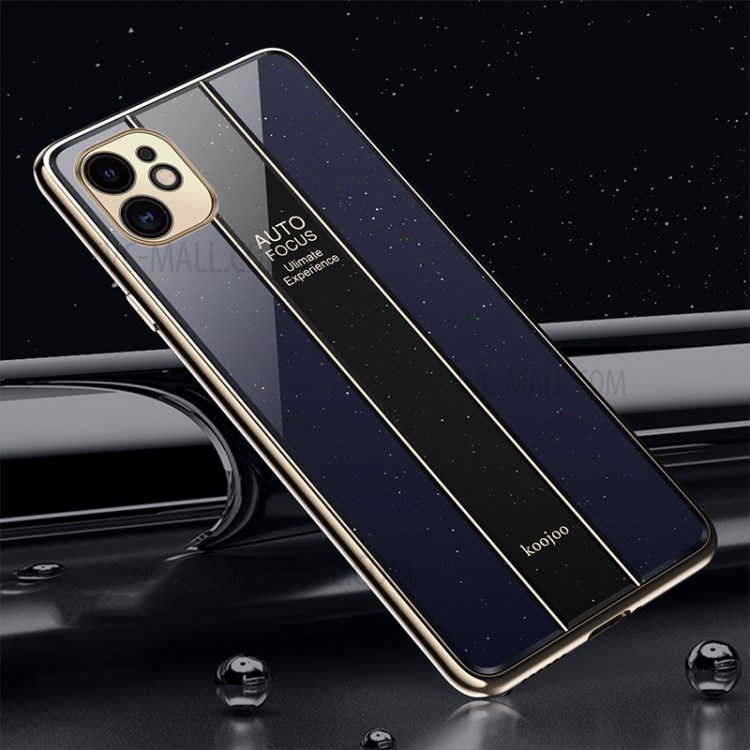 Precise Hole Opening Electroplating Frame Design PC+TPU Phone Cover Shell for iPhone 11 6.1-inch - Blue-1