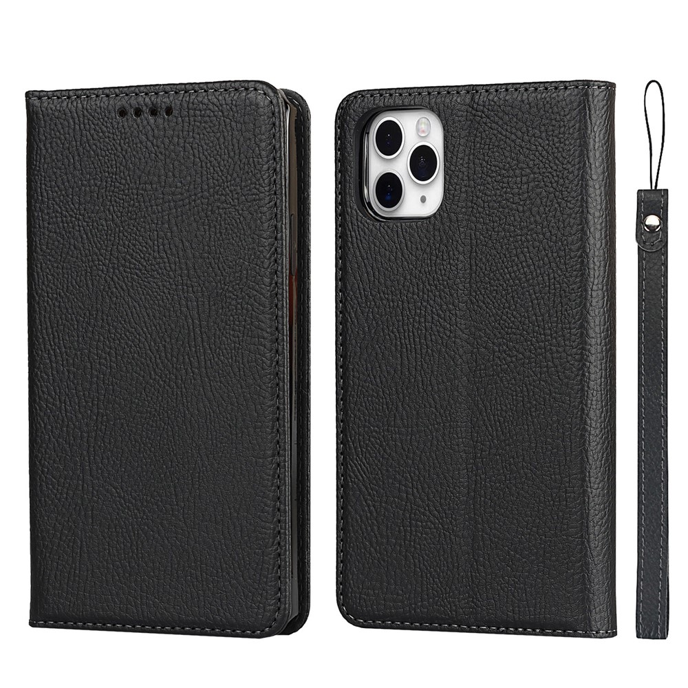 Litchi Skin Stand Genuine Leather TPU Protective Shell for iPhone 11 Pro Max Detachable Case - Black-5