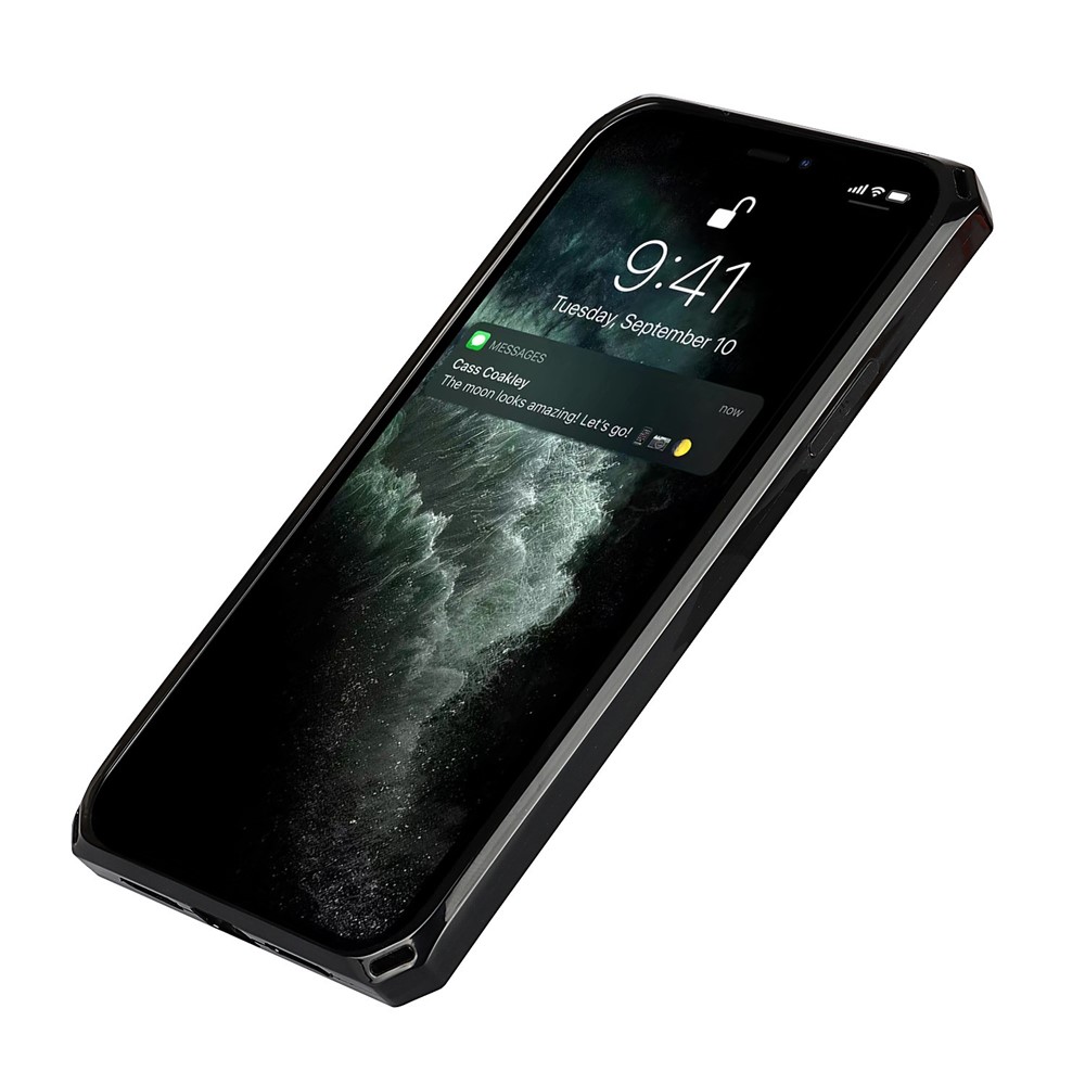 Litchi Hautständer Echte Leder -tpu -schutzhülle Für Iphone 11 Pro Max Abtrennbare Hülle - Schwarz-8