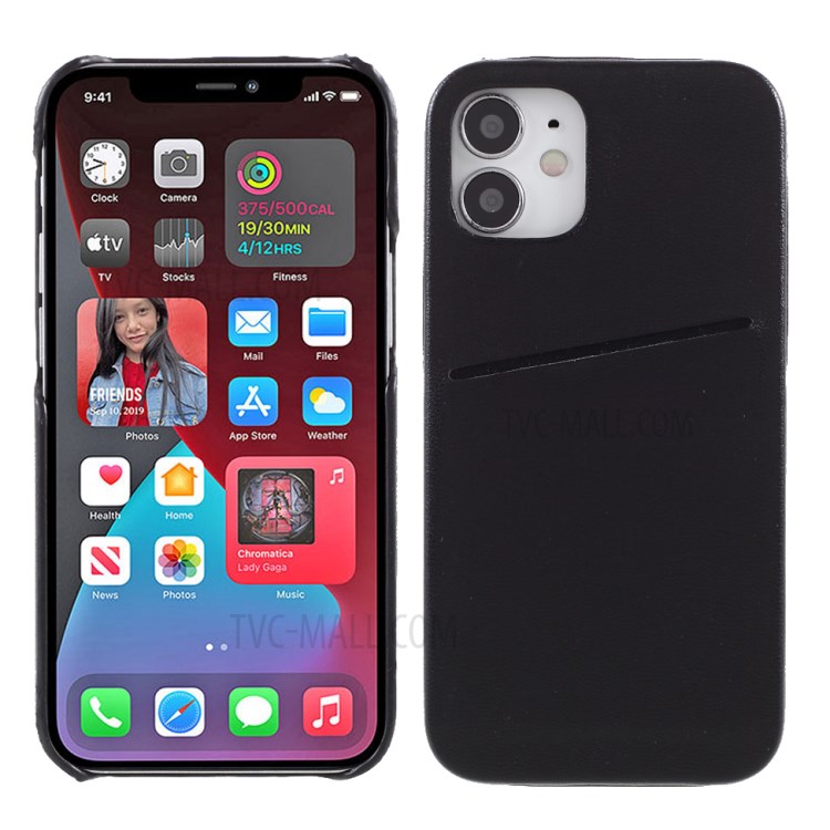 MUTURAL Hard PC + Soft TPU Combo Hybrid Cover Case with Card Slot for iPhone 12/12 Pro - Black-1