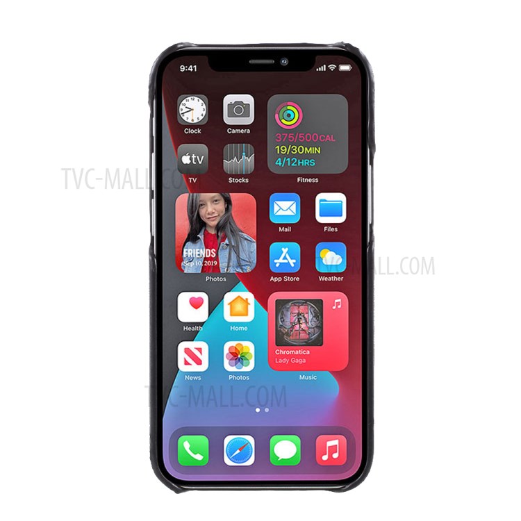 MUTURAL Hard PC + Soft TPU Combo Hybrid Cover Case with Card Slot for iPhone 12/12 Pro - Black-3