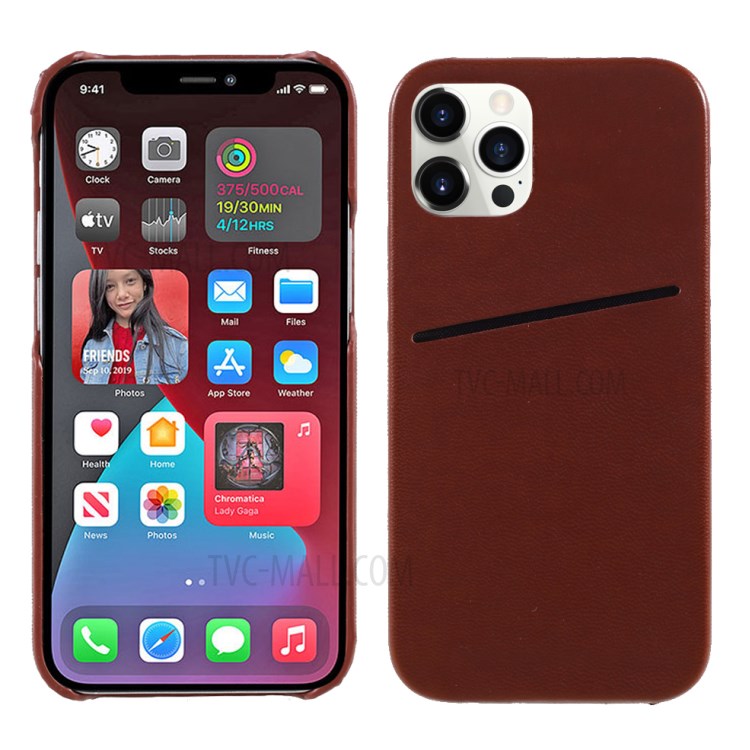 MUTURAL Card Slot Design PC + TPU Hybrid Cover for iPhone 12 Pro Max - Brown-1
