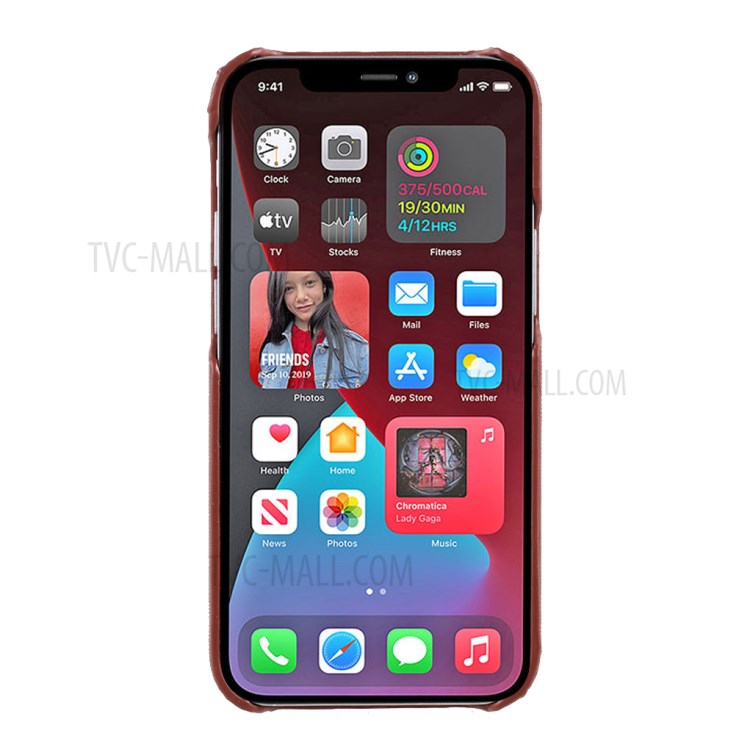 MUTURAL Card Slot Design PC + TPU Hybrid Cover for iPhone 12 Pro Max - Brown-2