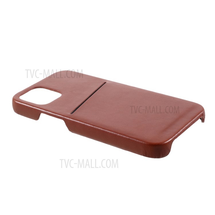 MUTURAL Card Slot Design PC + TPU Hybrid Cover for iPhone 12 Pro Max - Brown-4