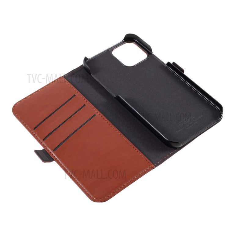 MUTURAL PU Leather+TPU Wallet Stand Phone Stand Case for iPhone 12 Mini - Brown-8