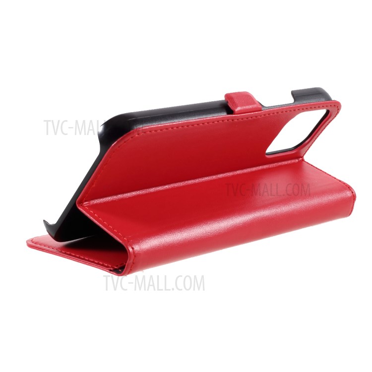 MUTURAL PU Leather+TPU Wallet Stand Phone Stand Case for iPhone 12/iPhone 12 Pro - Red-10