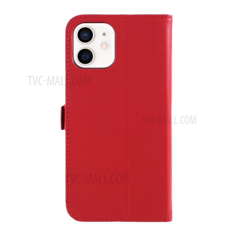 MUTURAL PU Leather+TPU Wallet Stand Phone Stand Case for iPhone 12/iPhone 12 Pro - Red-3