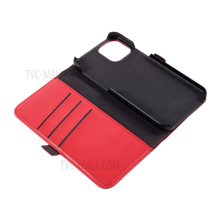 MUTURAL PU Leather+TPU Wallet Stand Phone Stand Case for iPhone 12/iPhone 12 Pro - Red-8