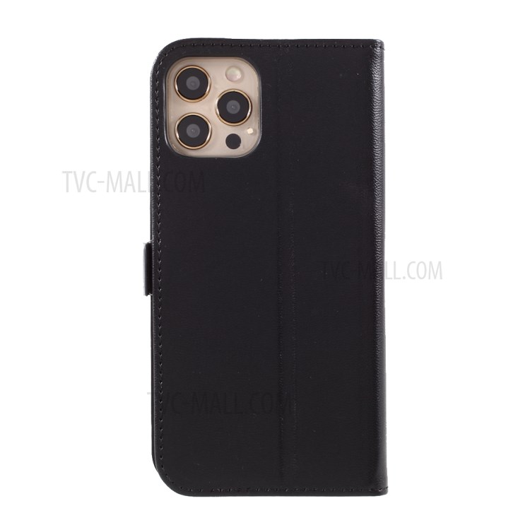 MUTURAL PU Leather+TPU Wallet Stand Phone Stand Case for iPhone 12 Pro Max - Black-3