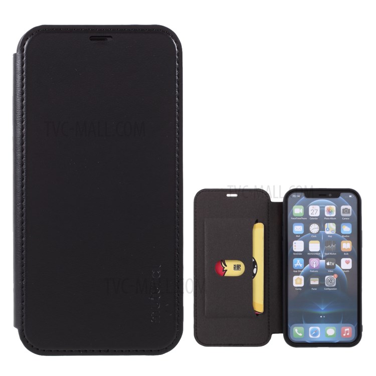 MUTURAL PU Leather Card Holder Protective Case for iPhone 12 Pro Max - Black-1