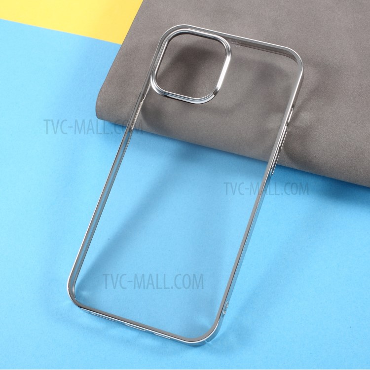 MUTURAL Electroplating Transparent Hard PC Phone Protective Cover Case for iPhone 12 mini - Silver-3