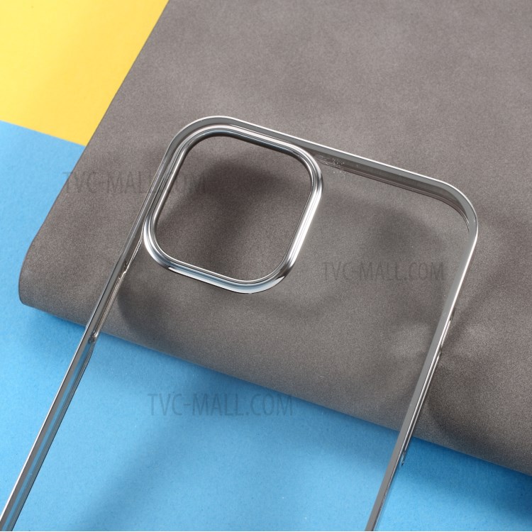 MUTURAL Electroplating Transparent Hard PC Phone Protective Cover Case for iPhone 12 mini - Silver-4