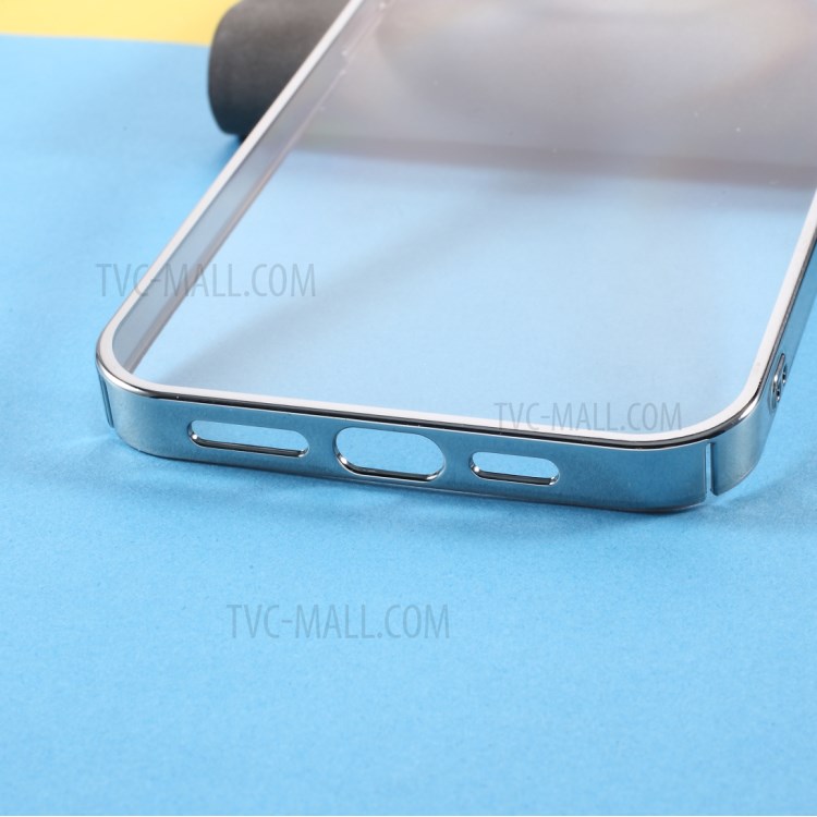 MUTURAL Electroplating Transparent Hard PC Phone Protective Cover Case for iPhone 12 mini - Silver-5