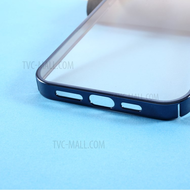 MUTURAL Transparent Hard PC Phone Protective Cover Electroplating Case for iPhone 12/12 Pro - Blue-5