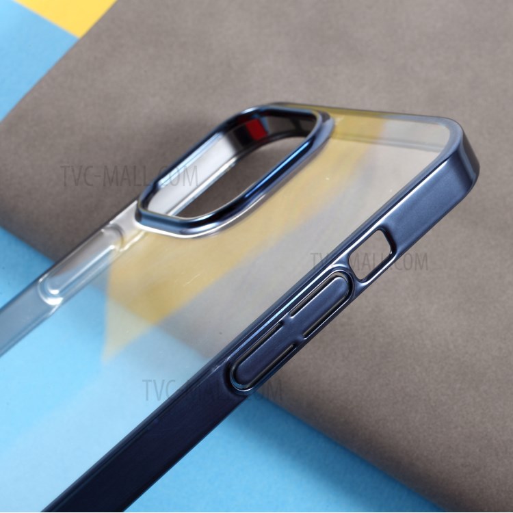MUTURAL Transparent Hard PC Phone Protective Cover Electroplating Case for iPhone 12/12 Pro - Blue-7