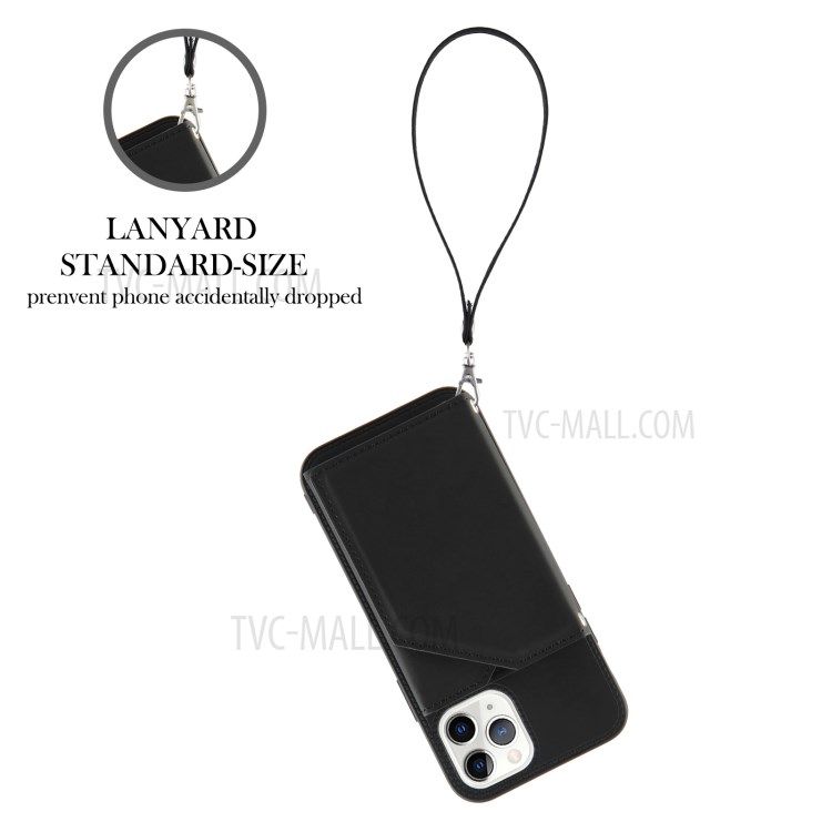 Rubberized Stand Card Holder PU Leather + TPU Phone Shell for iPhone 11 Pro 5.8-inch - Black-3