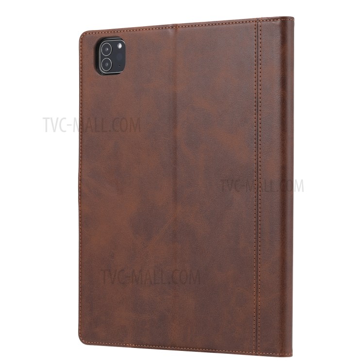 Pen Slot Design Coque En Cuir PU Avec Support De Portefeuille Pour IPad Pro 11 Pouces (2020) - Marron-3