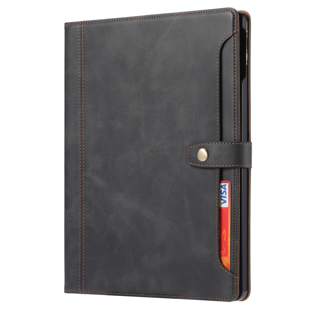 Full Protection PU Leather Wallet Stand Tablet Case with Pen Slot Design for iPad Pro 12.9-inch (2020) - Black-2