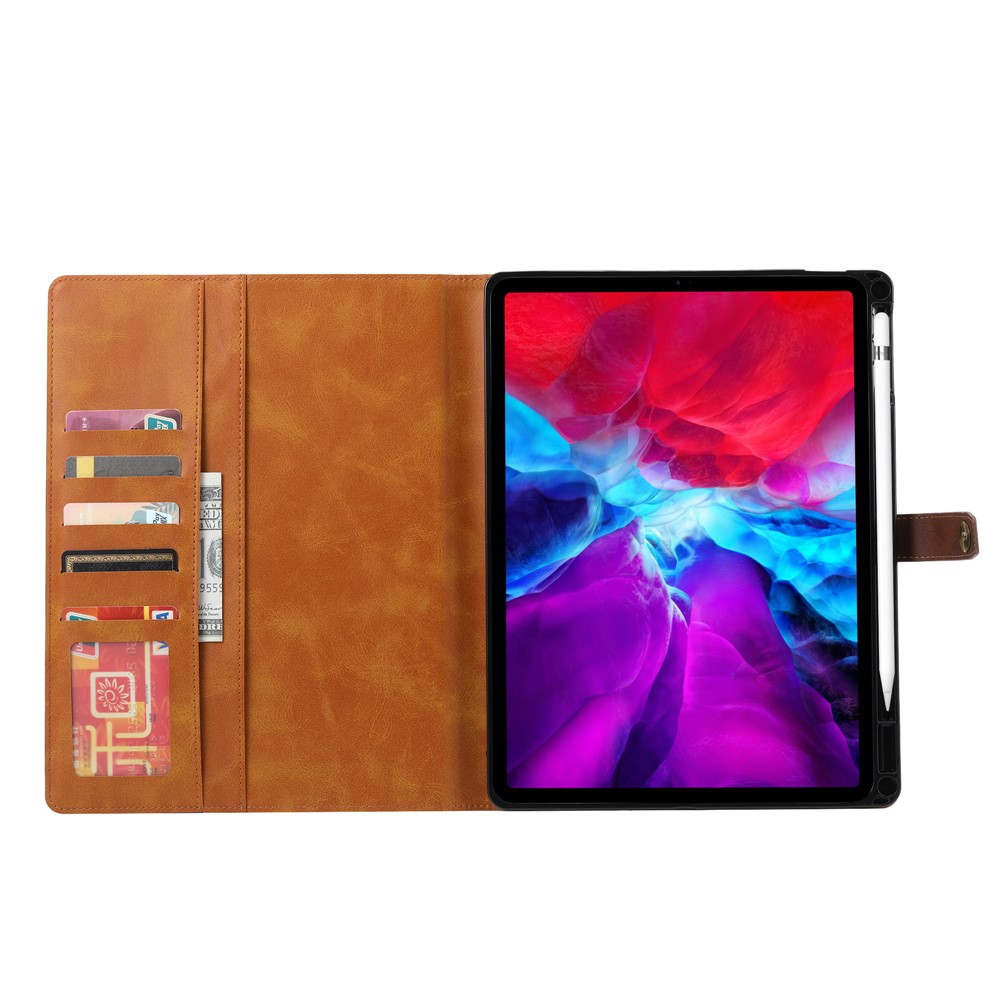 Full Protection PU Leather Wallet Stand Tablet Case with Pen Slot Design for iPad Pro 12.9-inch (2020) - Black-5