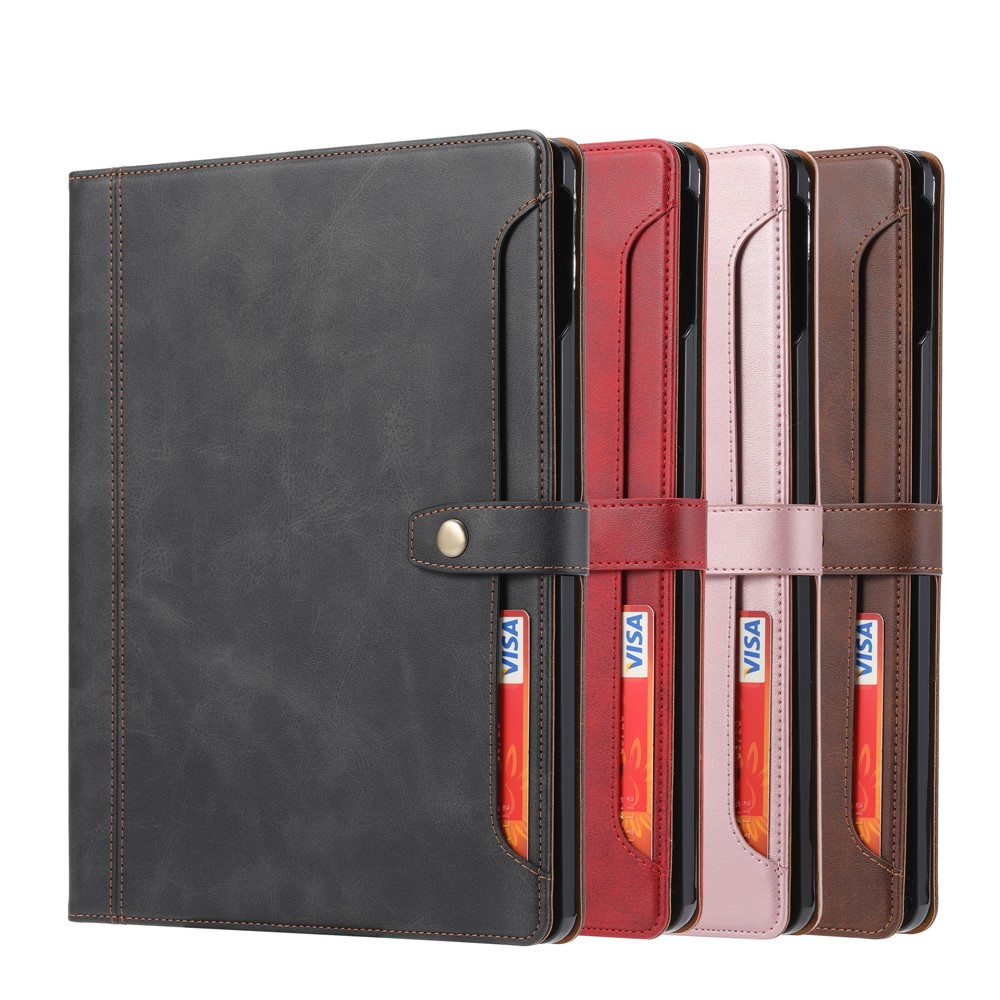 Full Protection PU Leather Wallet Stand Tablet Case with Pen Slot Design for iPad Pro 12.9-inch (2020) - Black-6