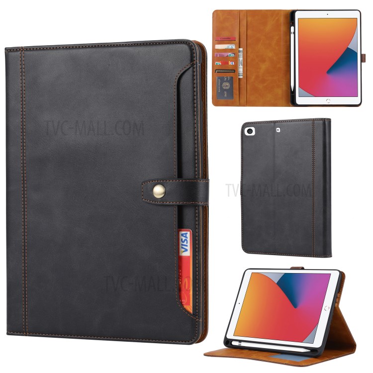 PU Leather Tablet Case + Pen Slot with Wallet Stand Design for iPad Mini 1/2/3/4/(2019) - Black-1