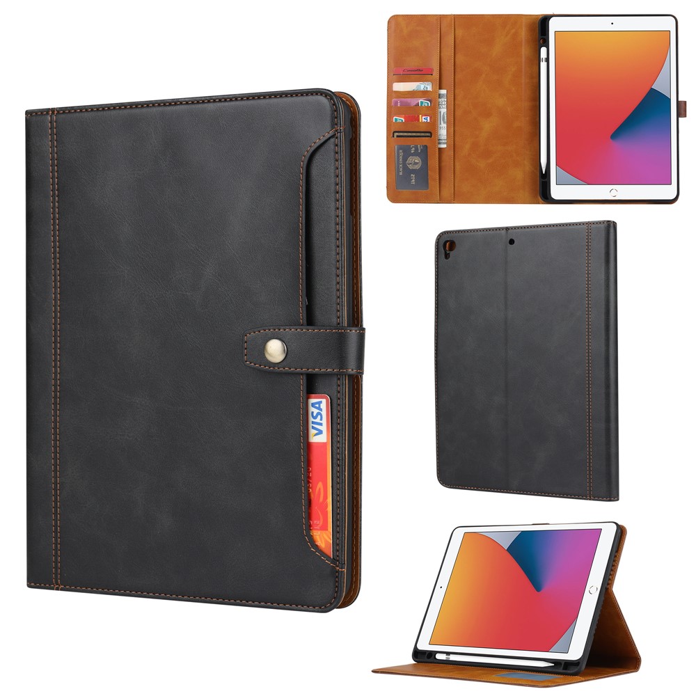 PU Leather Wallet Tablet Case with Pen Slot for iPad Air (2013)/Air 2/9.7-inch (2017)/9.7-inch (2018) - Black-1