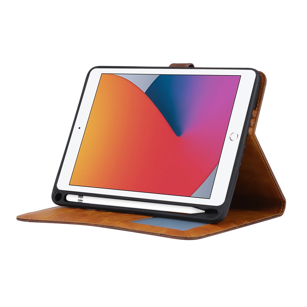 Wallet Stand Design Case di Tablet in Pelle PU Per Ipad 10.2 (2020) - Marrone