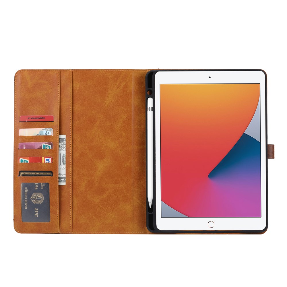 Wallet Stand Design Case di Tablet in Pelle PU Per Ipad 10.2 (2020) - Marrone