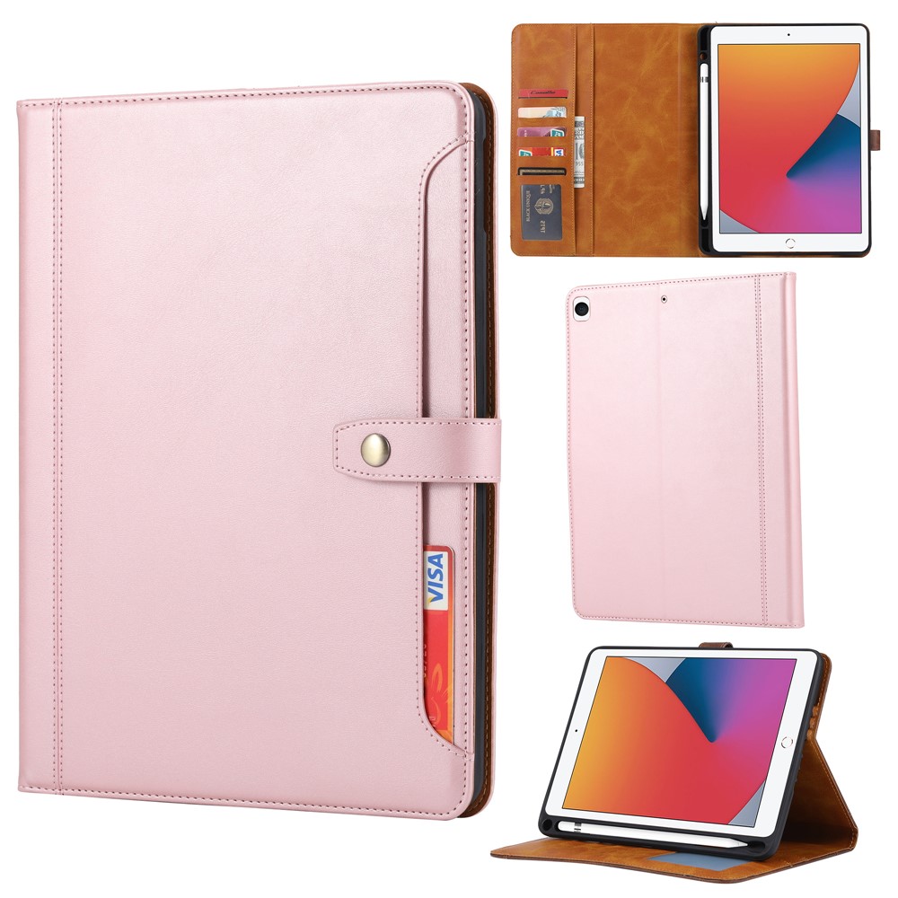 Wallet Stand Design PU Leather Tablet Case for iPad 10.2 (2020) - Pink