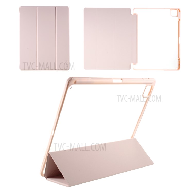MUTURAL Full Protection PC+TPU + Glass Back Panel Tablet Cover for iPad Pro 12.9-inch (2020) - Pink-1