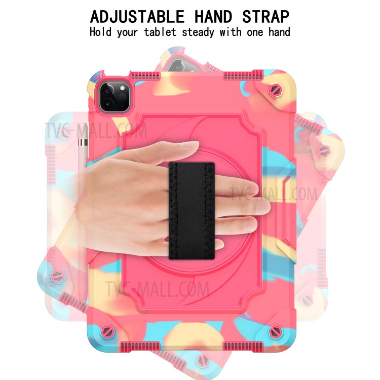 PC + Silicone Tablet Protective Case with 360° Swivel Hand Strap for iPad Air (2020)/iPad Pro 11-inch (2020)/(2018) - Mix Pink-3