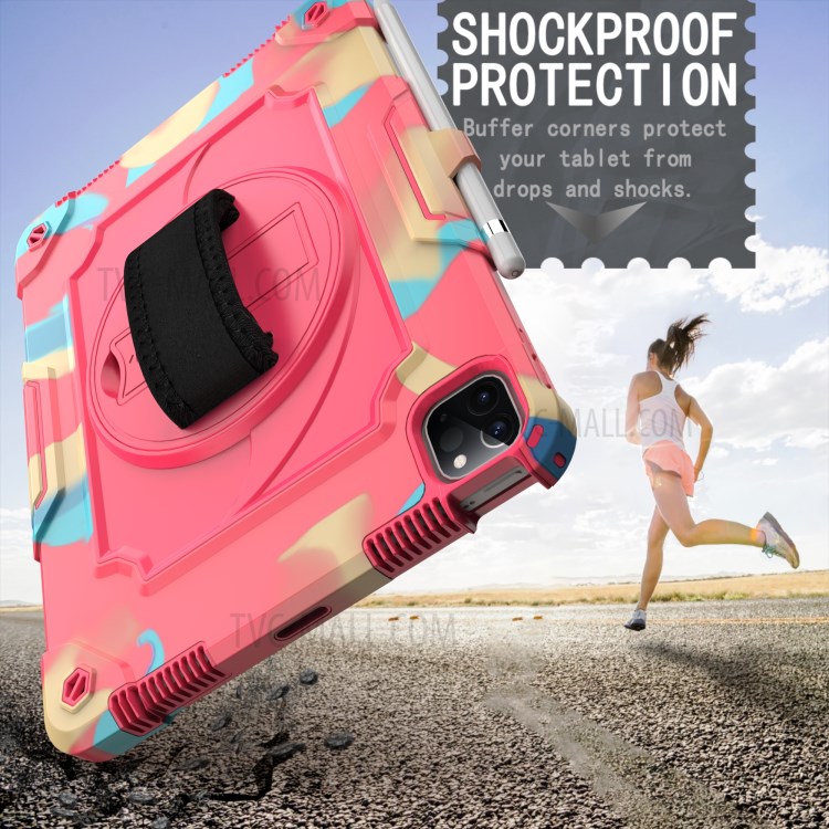 PC + Silicone Tablet Protective Case with 360° Swivel Hand Strap for iPad Air (2020)/iPad Pro 11-inch (2020)/(2018) - Mix Pink-4