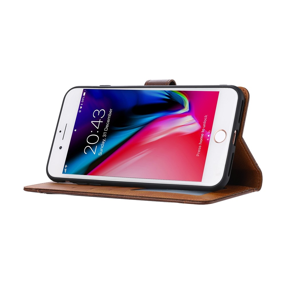 Leather Wallet Stand Protective Shell for iPhone SE (2nd Generation)/8/7 4.7 inch Case - Black-3