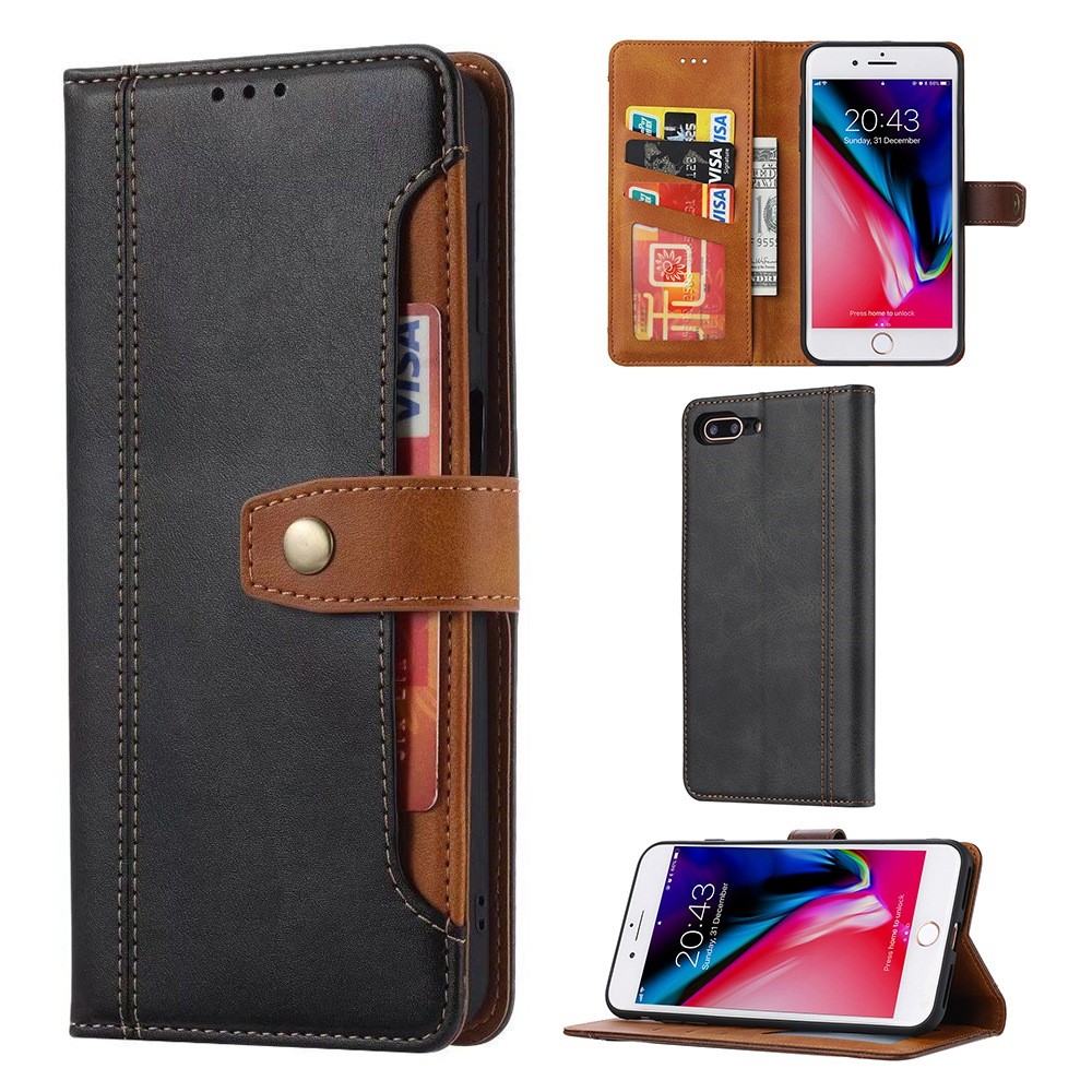 Leather Wallet Stand Protective Shell for iPhone SE (2nd Generation)/8/7 4.7 inch Case - Black-4