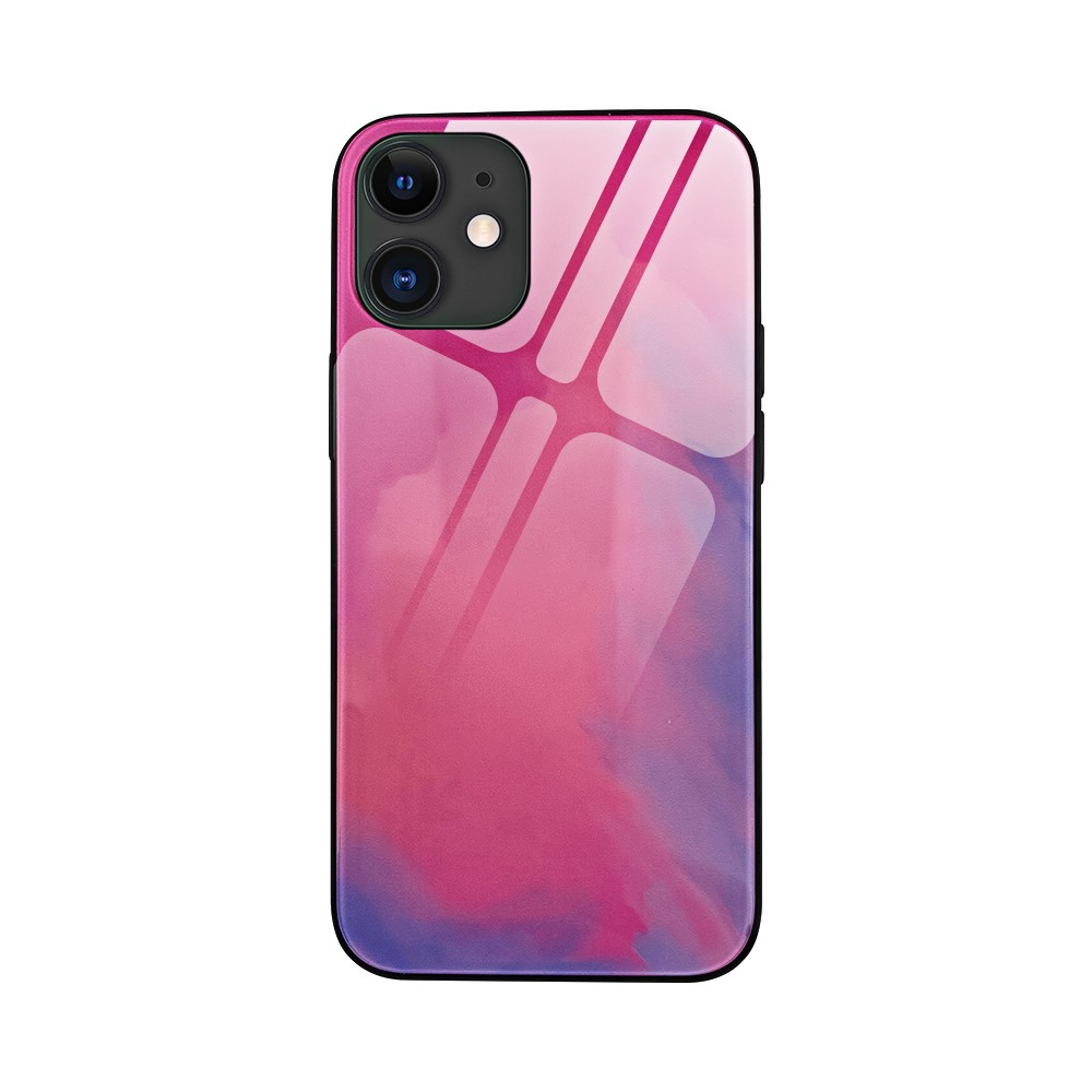 Stylish Watercolor Design Glass Panel + TPU Edge Case for iPhone 12 Pro Max - Zixia-1