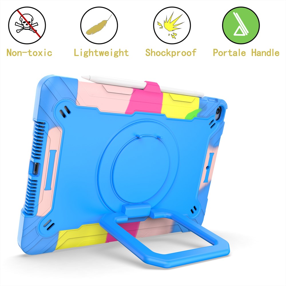 PC and Silicone Tablet Case with Rotating Kickstand for iPad 10.2 (2019)/(2020) - Rainbow/Blue-5