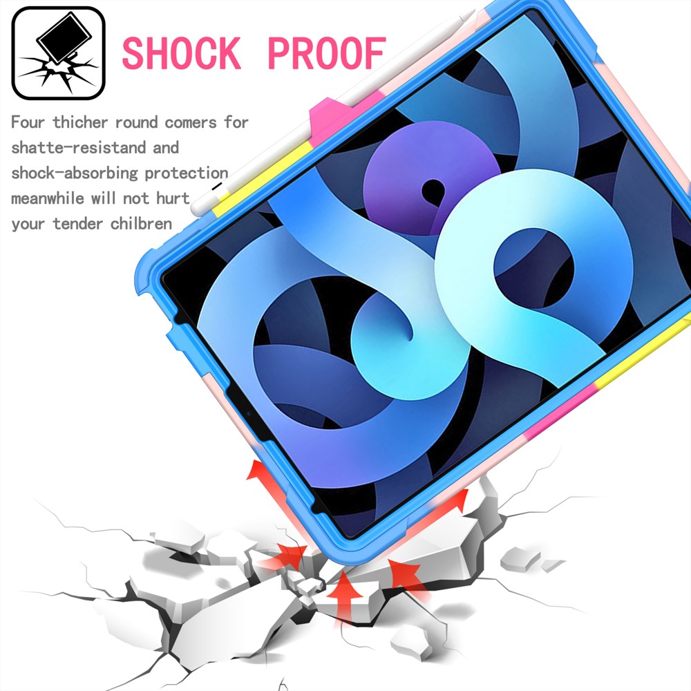 Dual Protection PC and Silicone Tablet Case with Rotating Kickstand Design for iPad Air (2020)/Pro 11-inch (2018)/Pro 11-inch (2020) - Rainbow/Blue-5