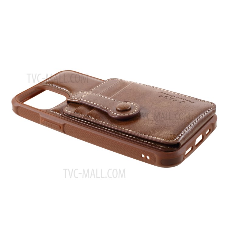 J-CASE Card Slots Design PU Leather Coated TPU Case for iPhone 12/12 Pro - Brown-3