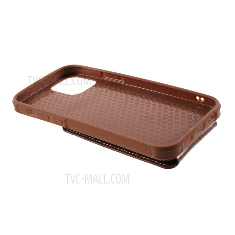 J-CASE Card Slots Design PU Leather Coated TPU Case for iPhone 12/12 Pro - Brown-5