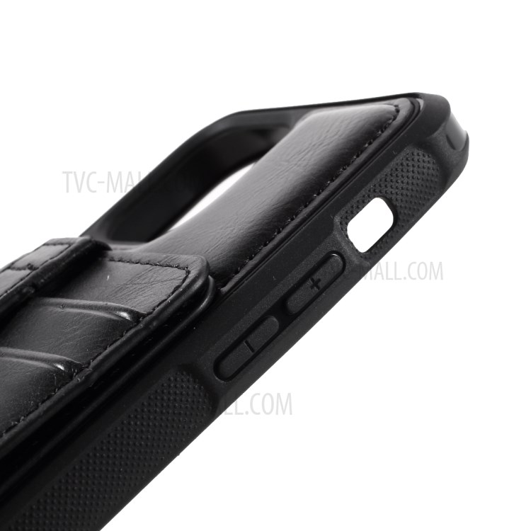 J-CASE Card Slots Design PU Leather Coated TPU Case for iPhone 12/12 Pro - Black-11